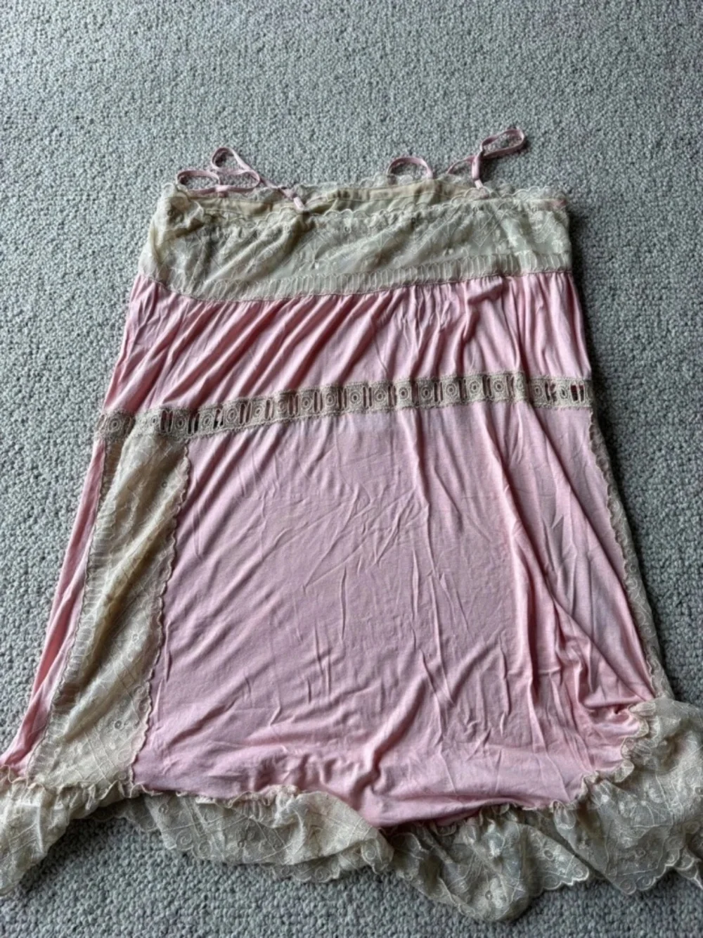 Vintage Ralph Lauren Pink Lace Sleep Tunic Chemise Coquette Cottagecore L Glam